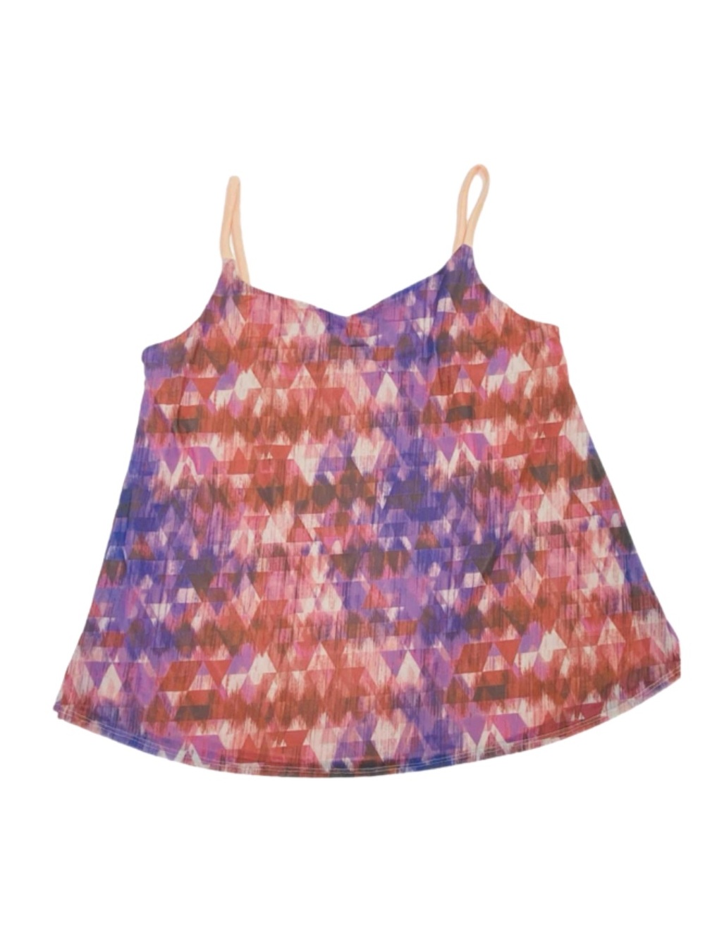 LuLaRoe Maya Multicolor Pink Purple Orange Geometric Print Tank